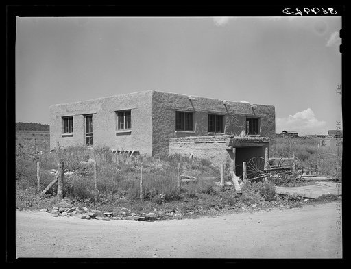 Spanish-American adobe house. Chamisal, New Mexico