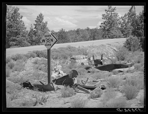 Untitled photo, possibly related to: Marker of accident on highway in Bernalillo County, New Mexico