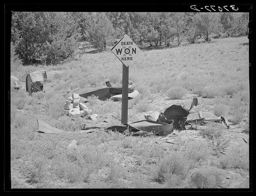 Marker of accident on highway in Bernalillo County, New Mexico