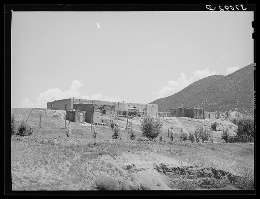 Untitled photo, possibly related to: Spanish-American farmstead with stream running past. Amalia, New Mexico