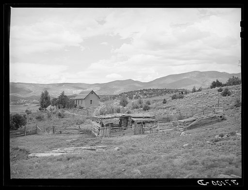 Farmstead of Spanish-American farmer. Chamisal, New Mexico