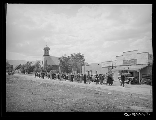 Procession of Spanish-American Catholics in honor of a saint. Penasco, New Mexico