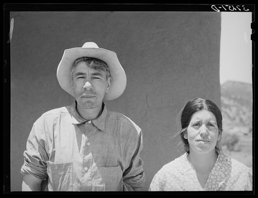 Spanish-American farmer and his wife. Amalia, New Mexico