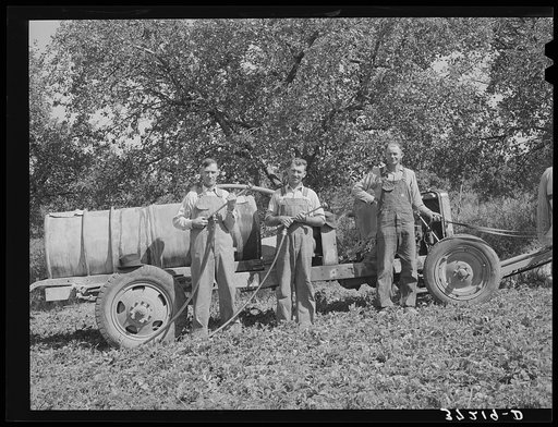 Members of  FSA (Farm Security Administration) cooperative sprayer. Cache County, Utah