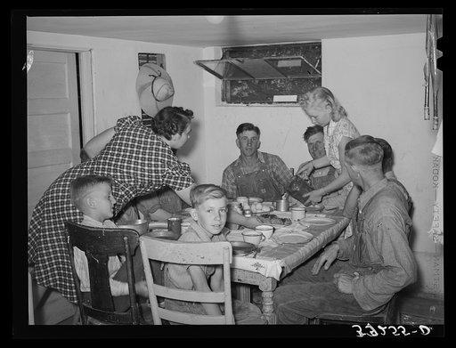 Untitled photo, possibly related to: Mormon farmers at dinner table. Box Elder County, Utah