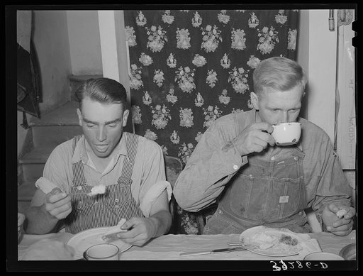 Mormon farmers eating dinner. Box Elder County, Utah
