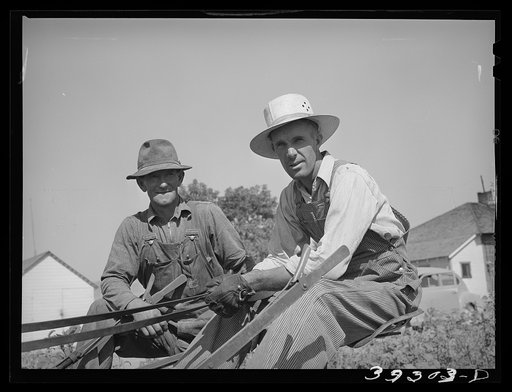 Mormon farmers, members of FSA (Farm Security Administration) cooperative beet sugar cultivater. Box Elder County, Utah