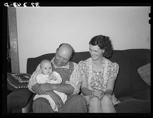 President of FSA (Farm Security Administration) cooperative project with his wife and child. Box Elder County, Utah