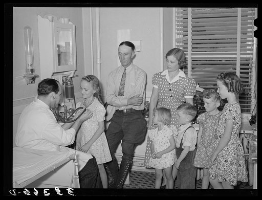 Doctor with family who are members of the FSA (Farm Security Administration) medical cooperative. Box Elder County, Utah