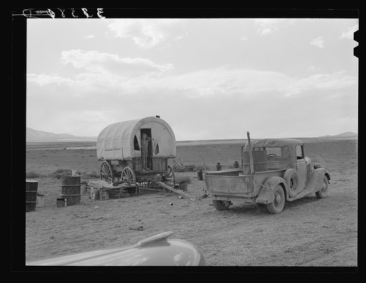 Camp of dryland Mormon farmer. He lives in Snowville, Utah, and is farming land in Oneida County, Idaho, which he has leased from the Mormon church. Camp is in Oneida County, Idaho