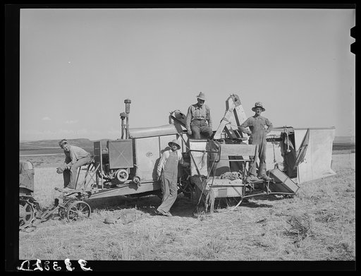 Untitled photo, possibly related to: Members of FSA (Farm Security Administration) cooperative combine. Box Elder County, Utah