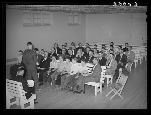 Meeting of the priesthood. Latter Day Saints Church, Mendon, Utah