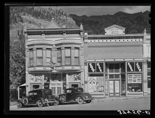 Store building. Ouray is the center of a gold mining region and is developing as a tourist center. Ouray, Colorado