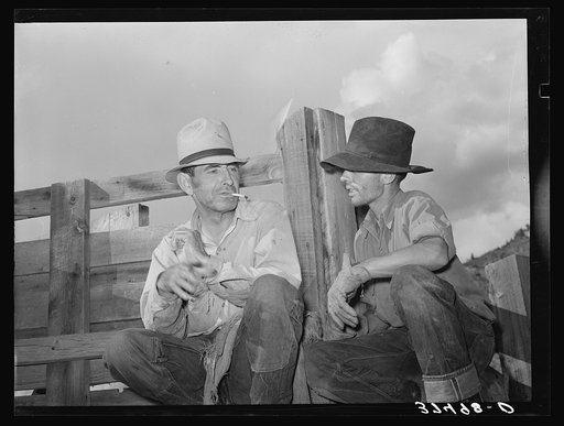 Two sheepmen talking. Cimarron, Colorado