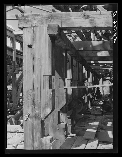 Detail of timbering and mill work of old mill at Telluride, Colorado