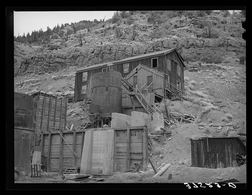 Remains of abandoned gold mill at Fall Creek, Colorado