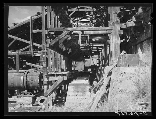 Detail of construction of abandoned gold mill at Telluride, Colorado