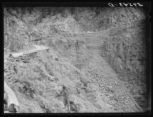 Precipitous road up the mountain's side to the Smugglers Mine. Telluride, Colorado