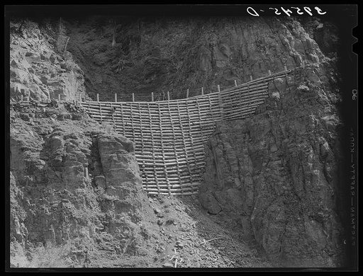 Much revetment work is required in building mountain roads near Telluride, Colorado