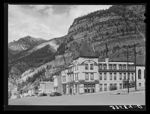Main street of Ouray, Colorado. Ouray is a mining and tourist center