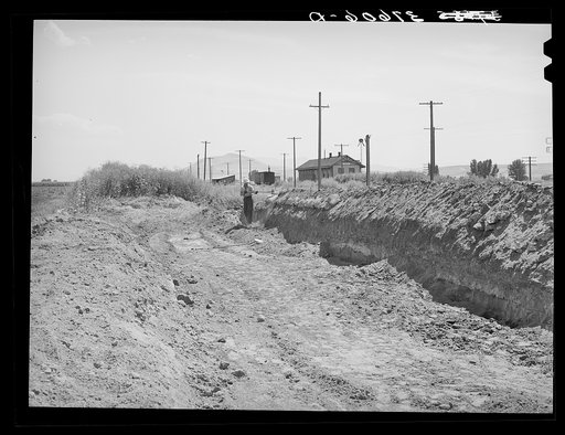 Building large trench silos. Cornish, Utah