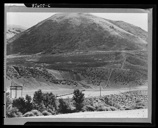 Water from mountain streams is piped to hydroelectric plant at Brigham, Utah, which furnishes the electricity for the town