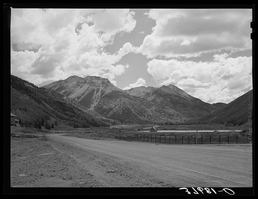 Red Mountain as seen from the Million Dollar Highway. Ouray County, Colorado