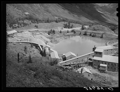 Untitled photo, possibly related to: Active gold mill in San Juan County, Colorado. A great deal of water is necessary to process the ore