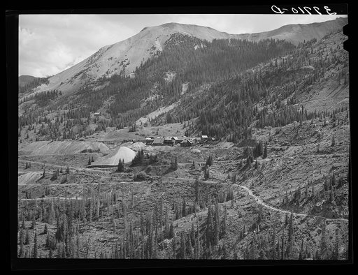 Abandoned mines and mills around Red Mountain, San Juan County. Notice the evidence of wasteful deforestation