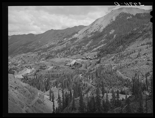Untitled photo, possibly related to: Abandoned mines and mills around Red Mountain, San Juan County. Notice the evidence of wasteful deforestation