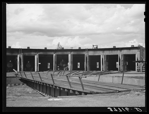 Roundhouse and turntable of railroad at Durango, Colorado