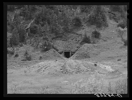 Mine tunnel in the side of the mountain. San Juan County, Colorado