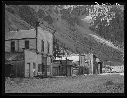 Abandoned buildings on the main street of the ghost town. Eureka, Colorado