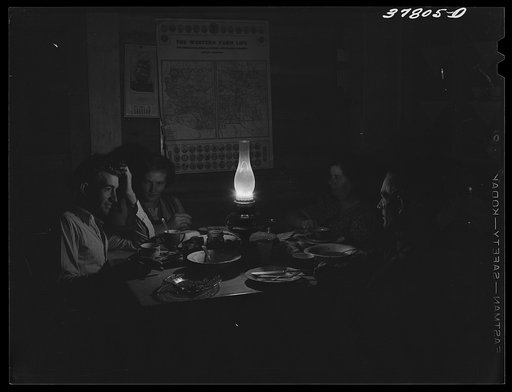 Untitled photo, possibly related to: Farm family after evening meal. Pie Town, New Mexico
