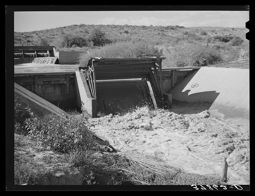 Irrigation gate of canal. Bernadillo County, New Mexico