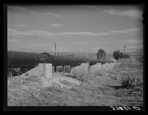 Pipeline of FSA (Farm Security Administration) cooperative irrigation project.  Saint George, Washington County, Utah