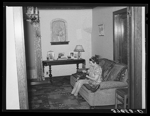 Living room of Mormon farm family. Santa Clara, Utah. See general caption