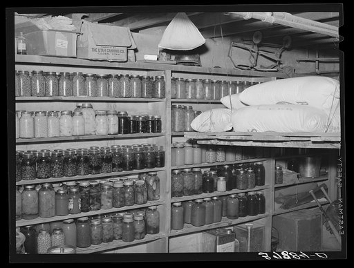 Before winter sets in Mormon families are well supplied with canned goods and flour. Santa Clara, Utah. See general caption