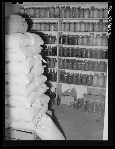 Before winter sets in Mormon families are well supplied with canned goods and flour. Santa Clara, Utah. See general caption