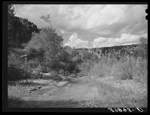 Santa Clara River, main source of water supply for irrigation for the town of Santa Clara, Utah. See general caption