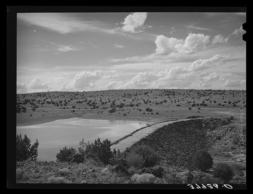 Main dam at Concho, Arizona. This is about twenty five years old and impounds the water which comes from a series of springs and which is used for irrigation