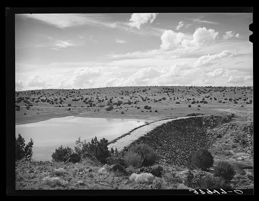 Untitled photo, possibly related to: Main dam at Concho, Arizona. This is about twenty five years old and impounds the water which comes from a series of springs and which is used for irrigation