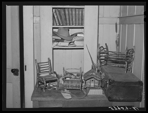 Miniature furniture made by brother of Perry Warner, small farmer in Tehama County, California