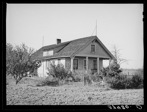 Farm home of Elof Hansen owner of land in Yuba County, California. He owes federal land bank loan of twenty-two hundred dollars against this land (as of March 13, 1939)