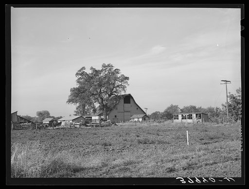 Farm buildings of full owner of forty acres of good land in Tehama County, California