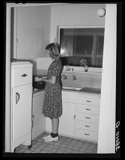 Corner of kitchen in house at Mineral King cooperative farm. Kern County, California