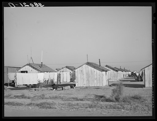 Housing for white transient workers at Giffen Ranch. Southwest Mendota, California