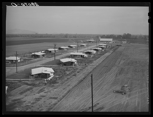 General view of houses for members of Mineral King cooperative farm. Visalia, California