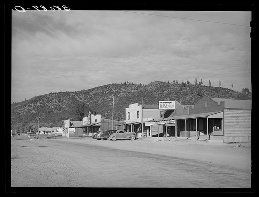 Part of the main street of Summit City, Shasta County, California. This is a boom town grown up in the vicinity of Shasta Dam now under construction