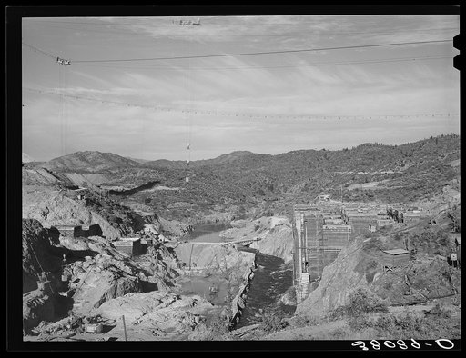 Shasta Dam, under construction. Shasta County, California